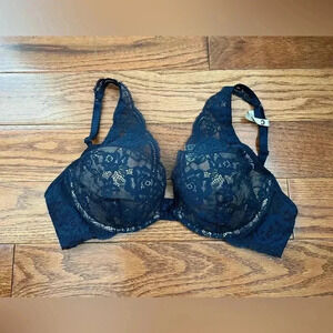 NWT- EAC Navy Blur Intenso Elena Lace Bra Sz 34 C
